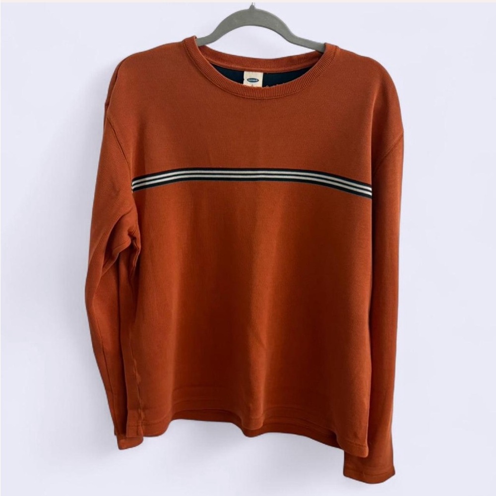 Orange Old Navy striped pullover crewneck sweater